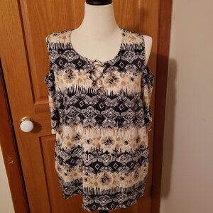 Carribean Joe 2X Woman Cold-Shoulder Tee